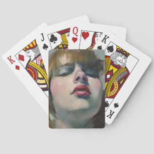 Girl Looking Down (by Malcolm T. Liepke) Playing Cards