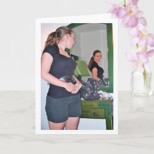 Girl Looking in Mirror Portrait Card
