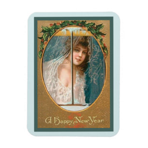 Girl Looking Through Window Magnet