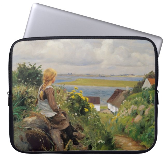 Girl Lost in Thought (by H.A. Brendekilde) Laptop Sleeve (Front)