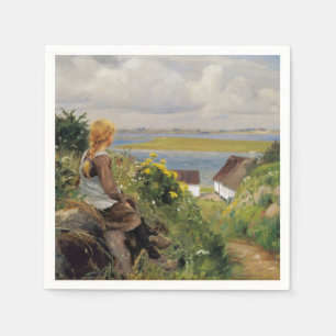 Girl Lost in Thought (by H.A. Brendekilde) Napkin