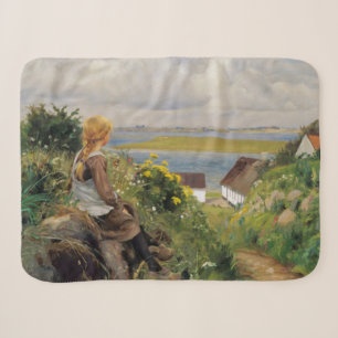 Girl Lost in Thought (by H.A. Brendekilde) Sherpa Blanket