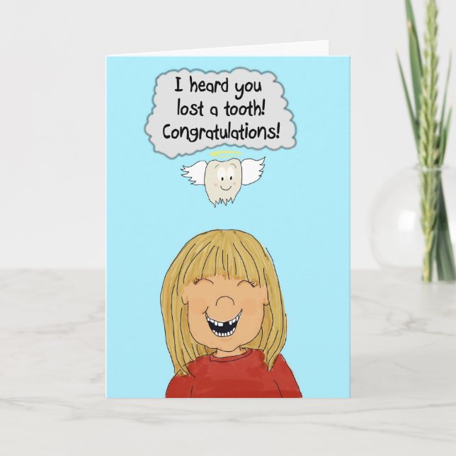 Girl Lost Tooth Teeth Growing Up Paper Card (Front)