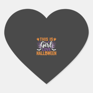 Girl Love Halloween Ghost Design_1 Heart Sticker