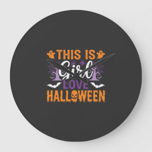 Girl Love Halloween Ghost Design_1 Large Clock