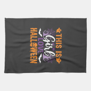 Girl Love Halloween Ghost Design_1 Tea Towel