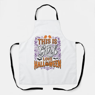 Girl Love Halloween Vintage Cute Spooky Shirt Desi Apron