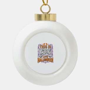 Girl Love Halloween Vintage Cute Spooky Shirt Desi Ceramic Ball Christmas Ornament