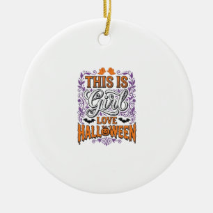 Girl Love Halloween Vintage Cute Spooky Shirt Desi Ceramic Ornament