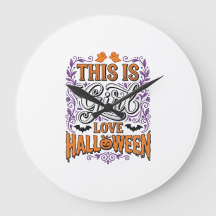 Girl Love Halloween Vintage Cute Spooky Shirt Desi Large Clock