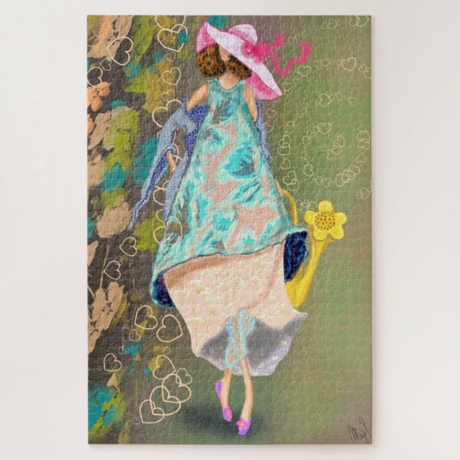 Girl Love Spring Flowers Drawing Fantasy Fairytale Jigsaw Puzzle (Vertical)