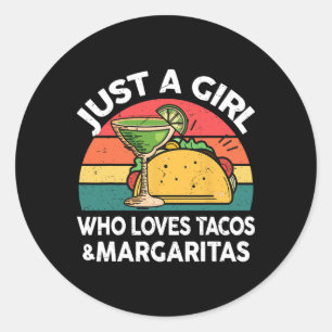 Girl Love Taco Margarita-shirt Women Mexican Cinco Classic Round Sticker