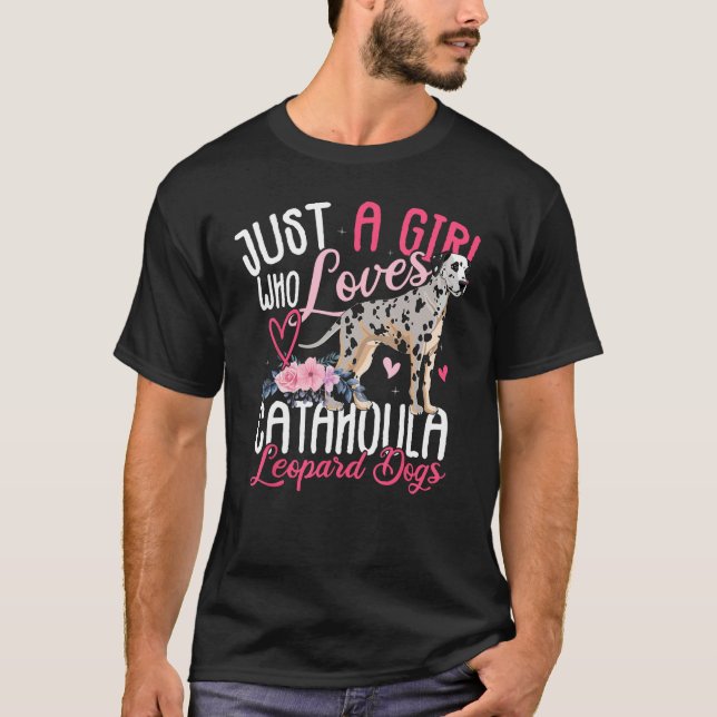 Girl Loves Catahoula Leopard Dogs  Dog T-Shirt (Front)