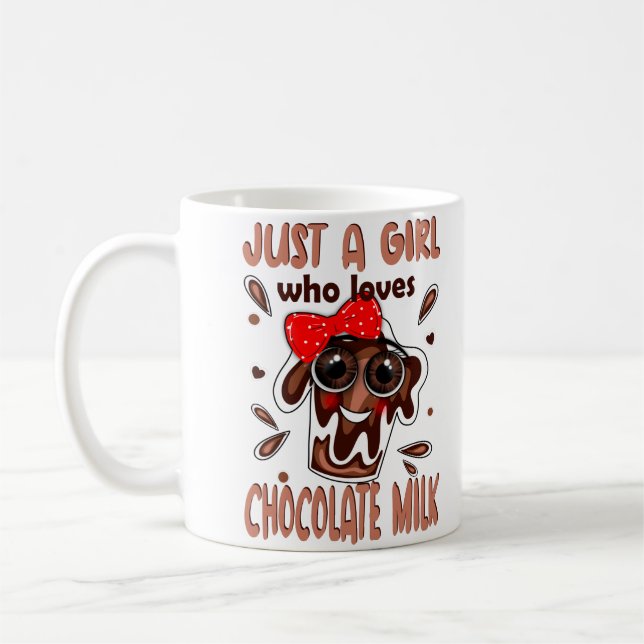 Girl Loves Chocolate Milk, Anime Cartoon Coffee Mug (Left)