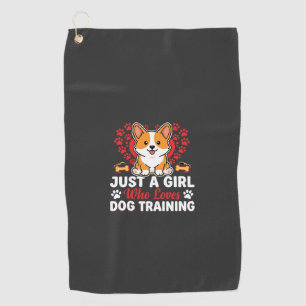 Girl Loves Dog Training Corgi Golf Towel