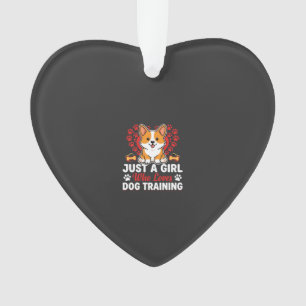 Girl Loves Dog Training Corgi Ornament
