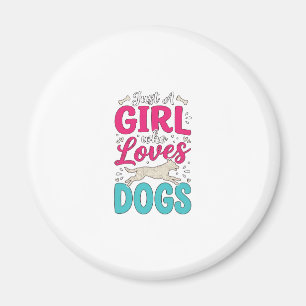 Girl Loves Dogs Vintage Engraving Typography Desig Magnet