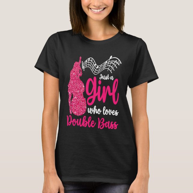 Girl Loves Double Bass Contrabass Jazz Music T-Shirt (Front)