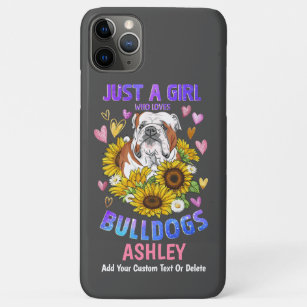 Girl Loves English Bulldog Sunflower Case-Mate iPhone Case