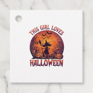 Girl Loves Halloween Witch Pumpkins Bats_1 Favour Tags