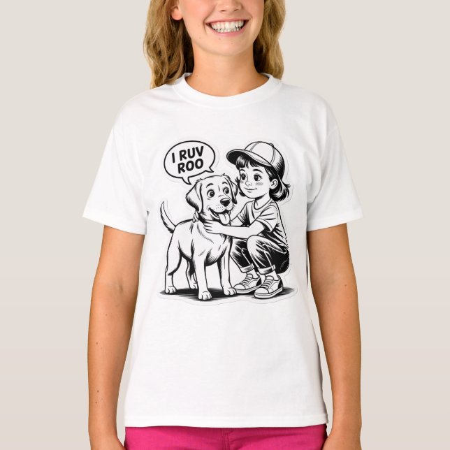 GIRL LOVES HER DOG  T-Shirt (Front)