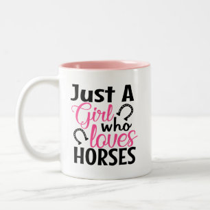 Girl Loves Horses Western Cowgirl Cute Horse Two-Tone Coffee Mug