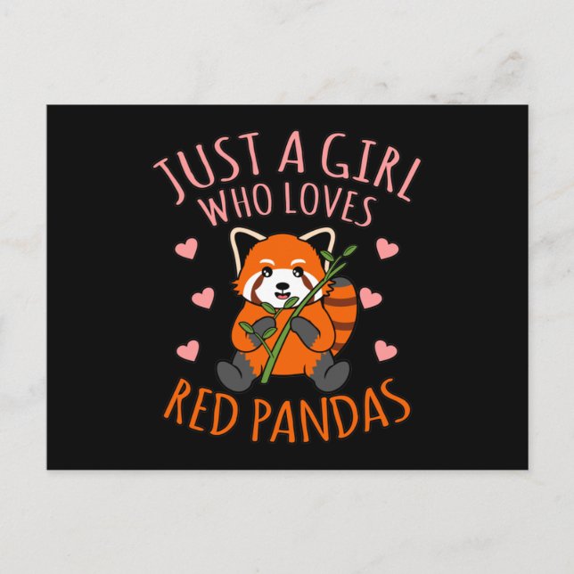 Girl Loves Red Pandas Cute Pet Animal Panda Lover Announcement Postcard (Front)