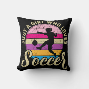 Girl Loves Soccer Colourful Sunset Cushion