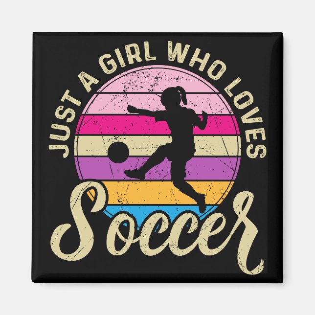 Girl Loves Soccer Colourful Sunset Magnet (Front)