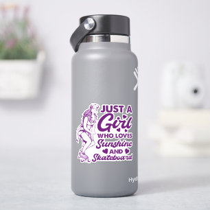Girl Loves Sun Skate  4" Kiss Cut Vinyl Sticker