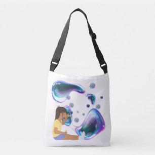 girl make soap bubble crossbody bag