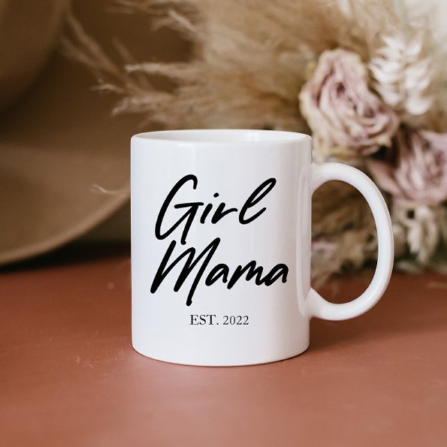 Girl Mama Custom Est Year Minimal Mum Mother Mummy Coffee Mug (Creator Uploaded)