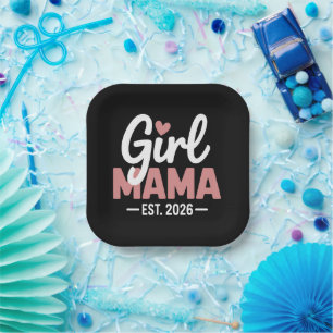 Girl Mama Est 2026 Pregnancy Reveal New Mum to Be Paper Plate