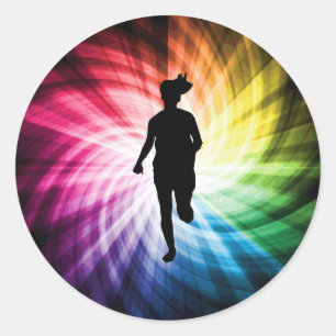 Girl Marathon Runner Classic Round Sticker