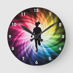 Girl Marathon Runner Round Clock