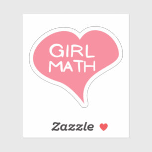 GIRL MATH Pink Love Heart Vinyl Sticker
