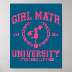 Girl Math University It's Basically Funny Quote  Poster