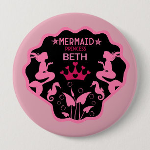 Girl Mermaid Princess 10 Cm Round Badge