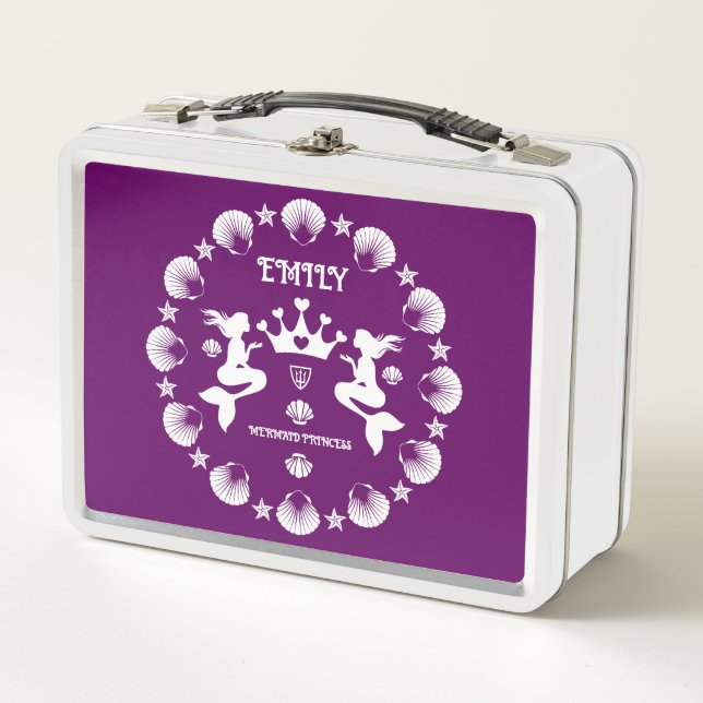  Girl Mermaid Princess Metal Lunch Box (Front)