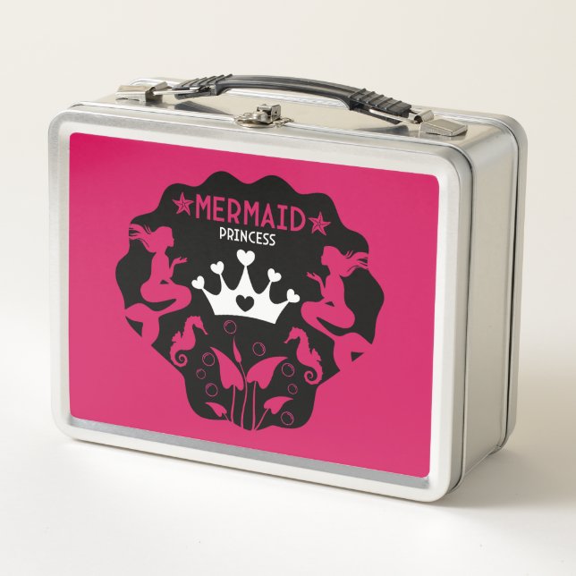  Girl Mermaid Princess Metal Lunch Box (Front)