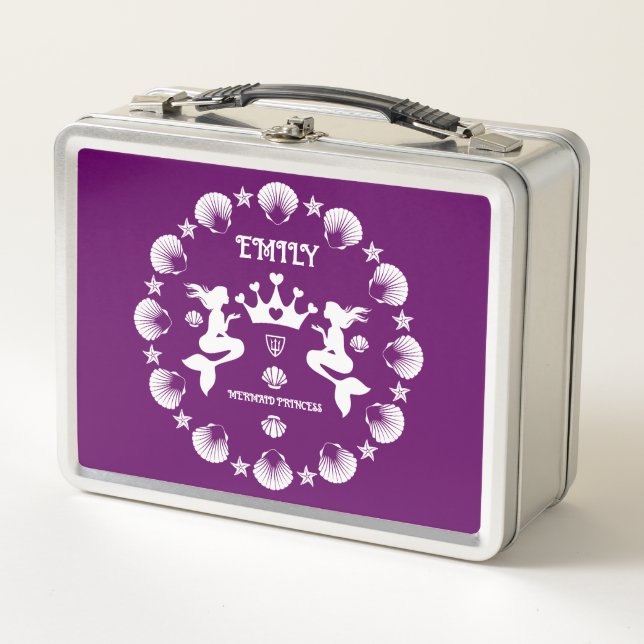  Girl Mermaid Princess Metal Lunch Box (Front)