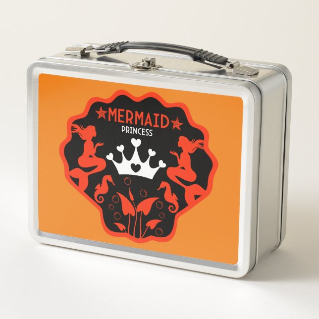  Girl Mermaid Princess Metal Lunch Box (Front)