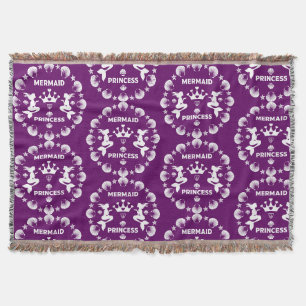 Girl Mermaid Princess Throw Blanket