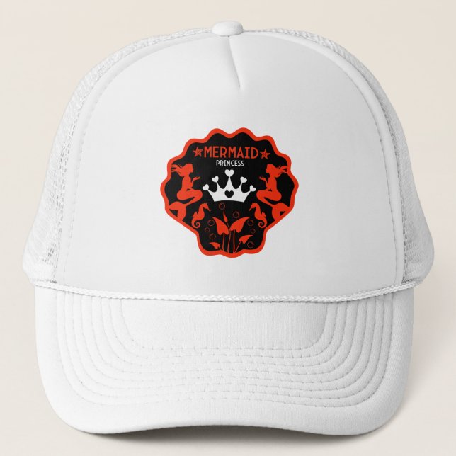  Girl Mermaid Princess Trucker Hat (Front)