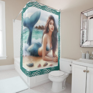 Girl mermaid shower curtain