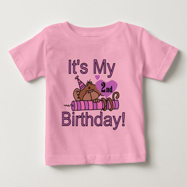 Girl Monkey 2nd Birthday Tshirts and Gifts (Front)