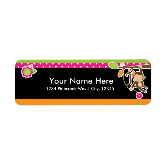 Girl Monkey Chic Safari Jungle Address Labels (Front)
