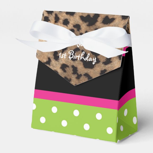 Girl Monkey Safari Chic Birthday Party Favour Boxe Favour Box (Front Side)