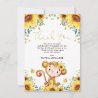 Girl Monkey Summer Sunflower Garden Baby Shower