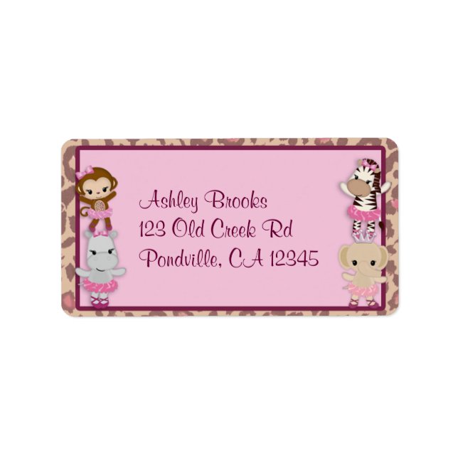 Girl MONKEY Tu Tu Cute Baby Shower Address TTC Label (Front)